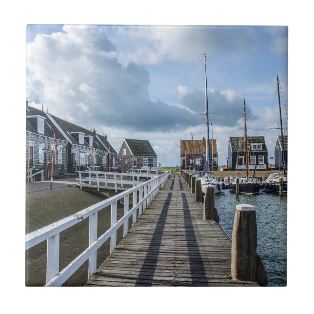 Azulejo Pier de madera en Marken, Países Bajos (Frente)