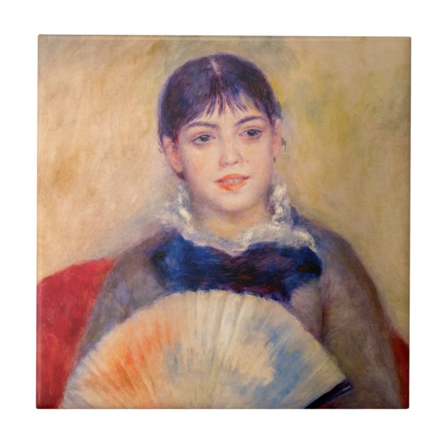 Azulejo Pierre-Auguste Renoir - Chica con ventilador (Frente)