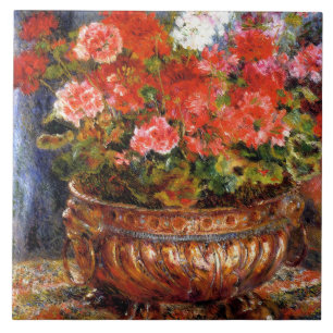 Azulejo Pierre-Auguste Renoir Geraniums en una cuenca de c