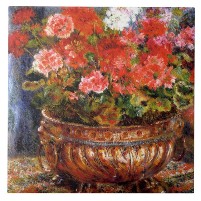 Azulejo Pierre-Auguste Renoir Geraniums en una cuenca de c (Frente)