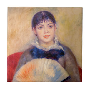 Azulejo Pierre-Auguste Renoir - Muchacha con un abanico