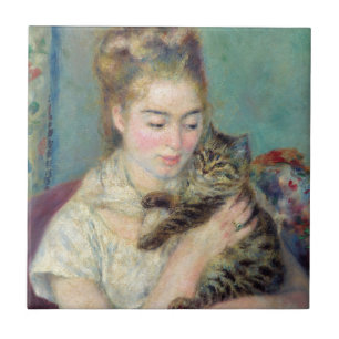 Azulejo Pierre-Auguste Renoir - Mujer con un gato