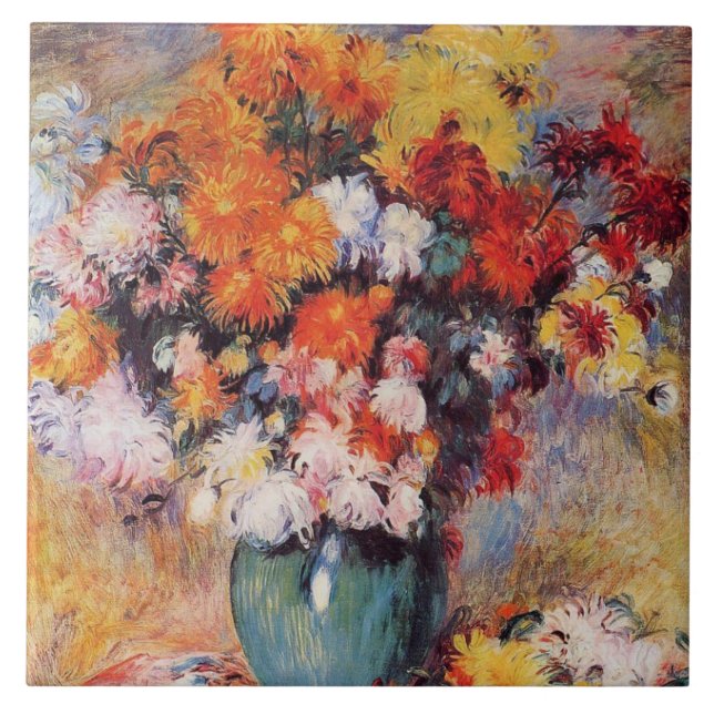 Azulejo Pierre-Auguste Renoir Vase de crisantemos (Frente)