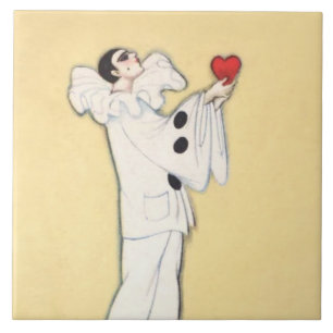Azulejo Pierrot con corazón rojo de Sophia Chiostri