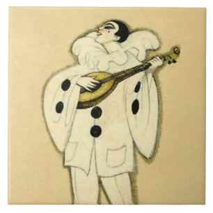 Azulejo Pierrot Serenata a una Luna Creciente por Sophia C