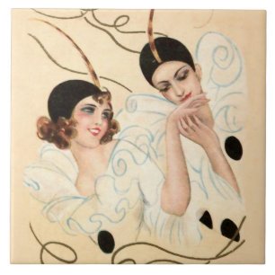 Azulejo Pierrot y Pierrette Hand Kiss por Sophia Chiostri