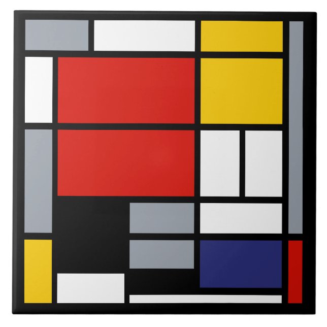 Azulejo Piet Mondrian, Composición con Avión Rojo Grande (Frente)