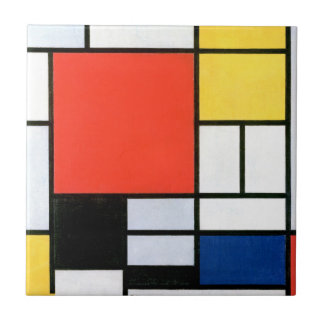 Azulejo Piet Mondrian Composición Rojo amarillo Azul Negro