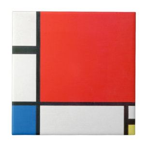 Azulejo Piet Mondrian Composition With Red