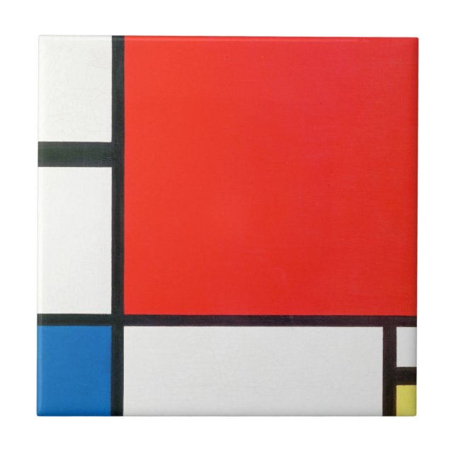 Azulejo Piet Mondrian Composition With Red (Frente)