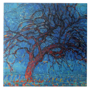 Azulejo Piet Mondrian, por la noche: Árbol Rojo