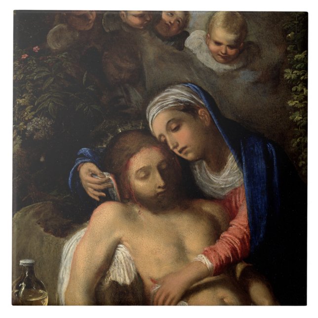 Azulejo Pietà (María y Jesús) (por Adam Elsheimer) (Frente)