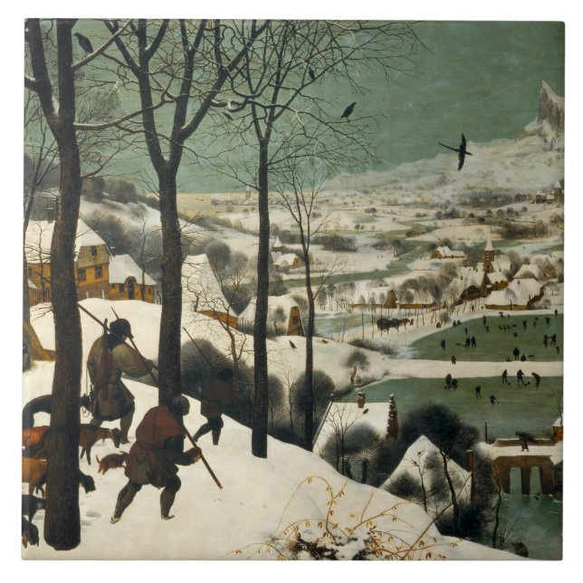 Azulejo Pieter Bruegel el anciano - Cazadores en la nieve (Frente)