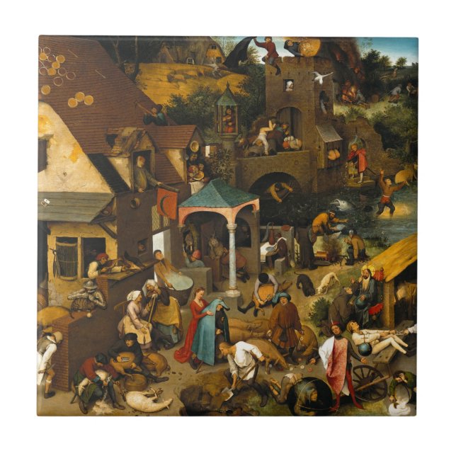 Azulejo Pieter Bruegel, el anciano - Los proverbios holand (Frente)