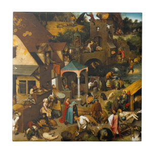 Azulejo Pieter Bruegel el Viejo - Los proverbios holandese