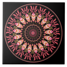 Azulejo Pieza De Coral Y Pescado Rosa Mandala Tile Cerámic