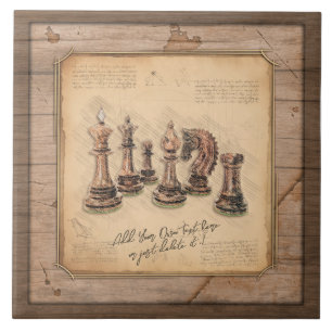Azulejo Piezas de ajedrez en regalo del jugador de tablero