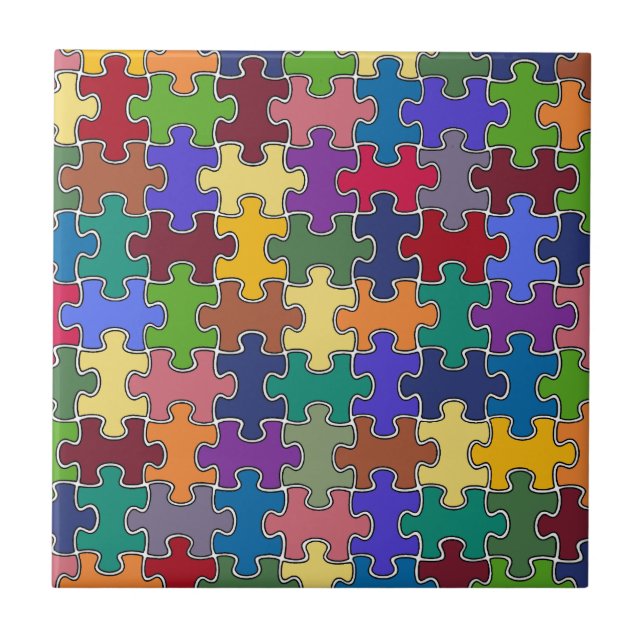 Azulejo piezas de rompecabezas de colores (Frente)