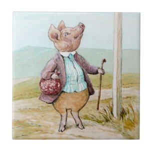 Azulejo Pigling Bland yendo al mercado por Beatrix Potter