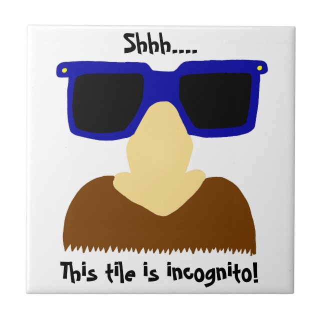 Azulejo Pila de bigote y gafas incognito (Frente)