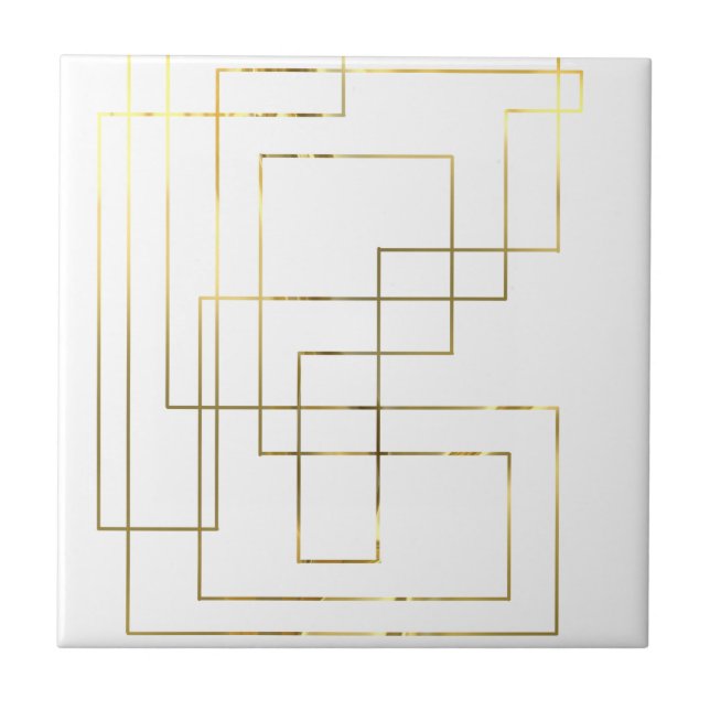 Azulejo Pila de cerámica de líneas de oro geométrica moder (Frente)