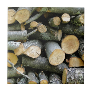 Azulejo Pila de leña de corte apilada