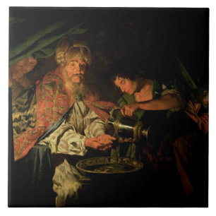 Azulejo Pilate que se lava las manos (aceite en lona)
