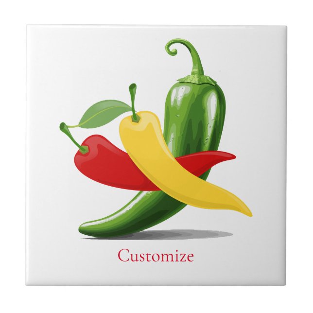 Azulejo Pimiento de chile verde amarillo rojo Thunder_Cove (Frente)