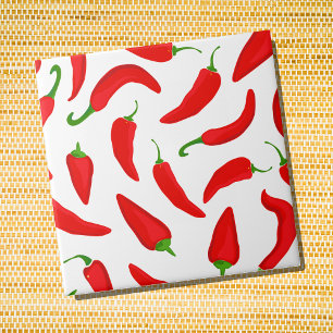 Azulejo Pimientos de chile rojos en blanco