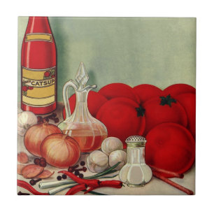 Azulejo Pimientos de tomate de comida italiana de cosecha