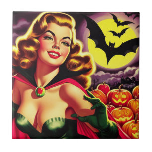 Azulejo Pin-up de vampiros retro cute