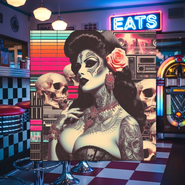 Azulejo Pin-up espeluznante de Synthwave (Subido por el creador)