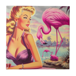 Azulejo Pin-up Flamingo Tropical