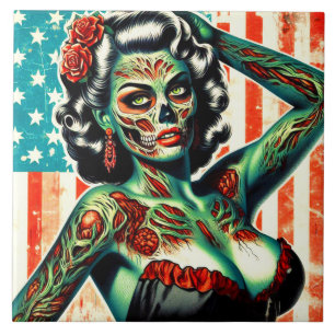 Azulejo Pin-up zombie estadounidense