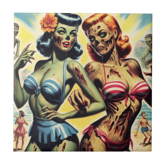 Azulejo Pin-ups Retro Zombie (Frente)