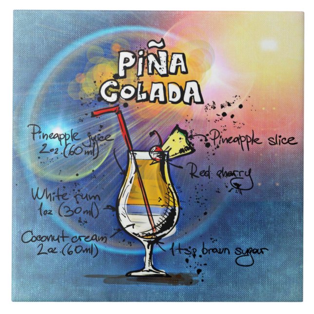 Azulejo Pina Colada Receta Bar Blue (Frente)
