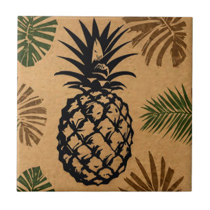 Azulejo Piña con hojas tropicales