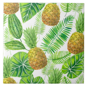 Azulejo Piñas y hojas tropicales