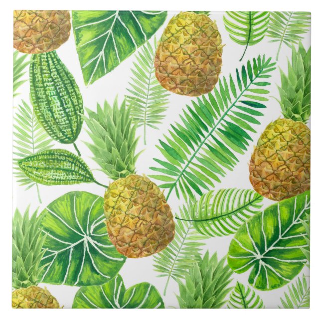 Azulejo Piñas y hojas tropicales (Frente)