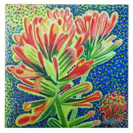 Azulejo Pincel indio Tile cerámico, planta nativa CA