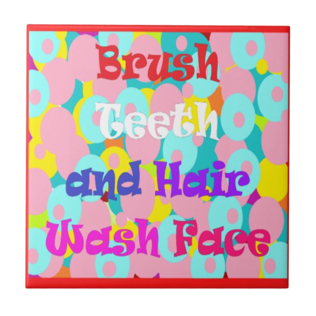 Azulejo Pincel Teeth Wash Face niños divertidos diseño bri (Frente)