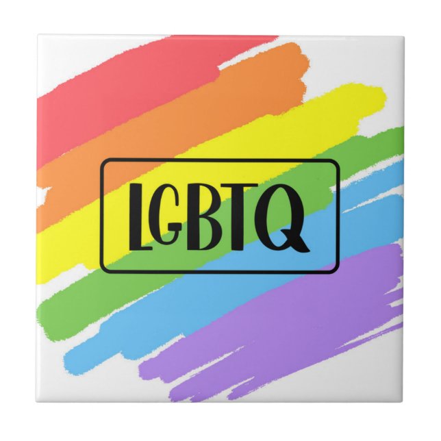 Azulejo Pinceles LGBTQ arcoiris (Frente)