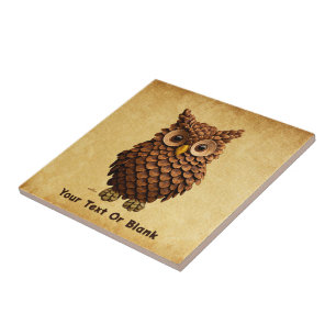 Azulejo Pine Cone Owl