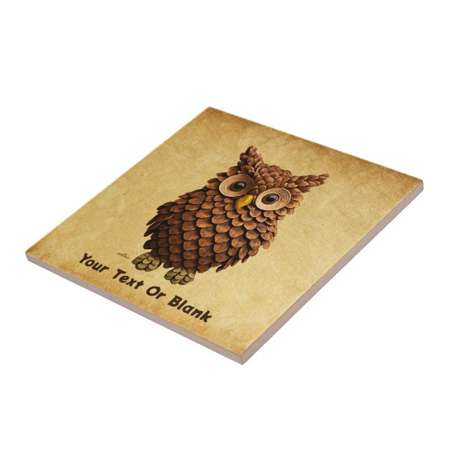 Azulejo Pine Cone Owl (Lado)