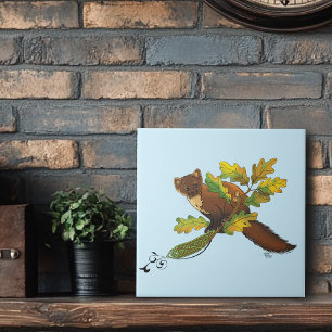 Azulejo Pine Marten Autumn Leaves