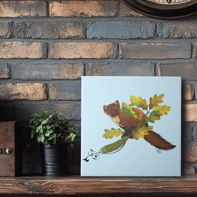 Azulejo Pine Marten Autumn Leaves (Subido por el creador)