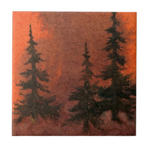 Azulejo Pine Tree Red Dawn Tile