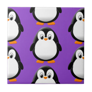 Azulejo Pingüino Gordo Adorable Estampado Púrpura