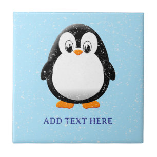 Azulejo Pinguino Lindo Dibujo Animado Azul Personalizado