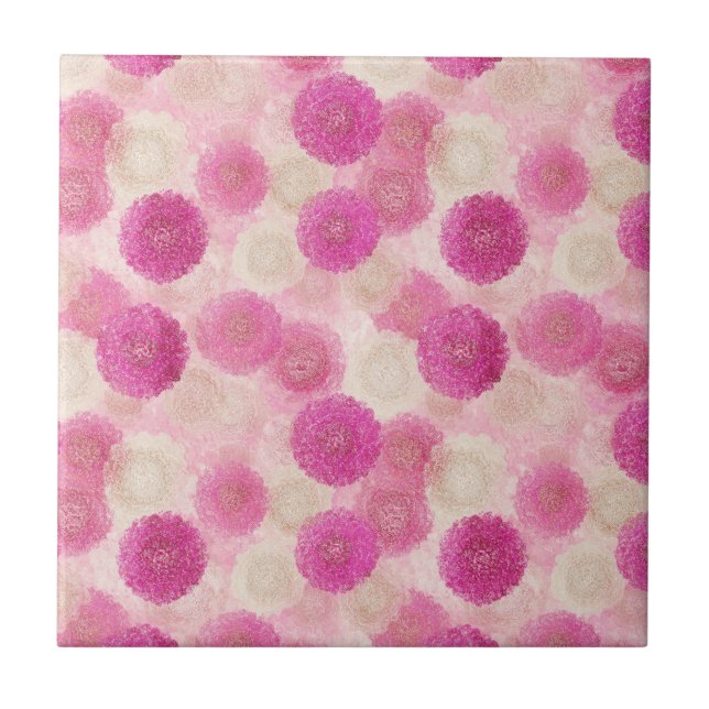 Azulejo Pink Abstract Floral Lace Circle Pattern (Frente)